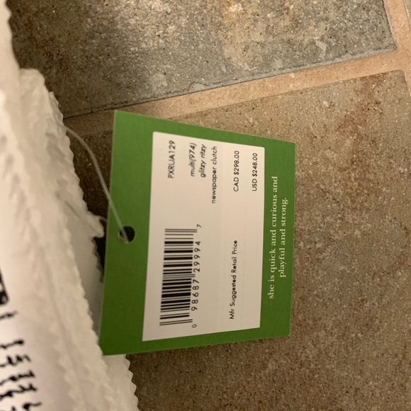 KATE SPADE NOVELTY NEWSPAPER GLITZY RITZY CLUTCH - Picture 6 of 8